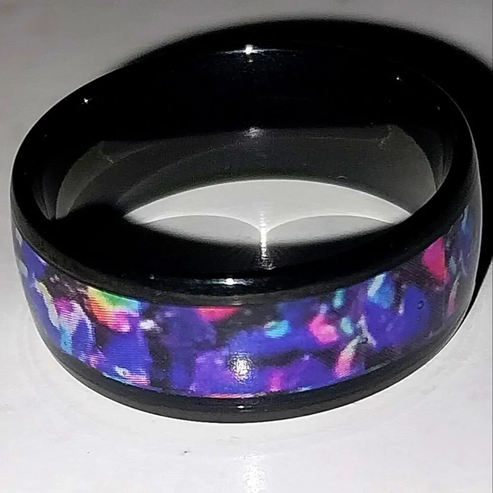 Black Opal Inlay Ring sz 8